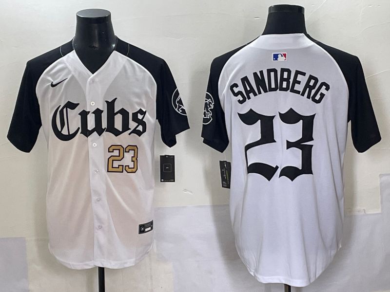 Men 2025 Chicago Cubs #23 Sandberg White black Five generations Joint Name Nike MLB Jersey style 6234